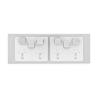 Clipsal Iconic, Styl Quad Power Point Skin with 2 extra switches, Horizontal Mount, 10A, 250V - Silver