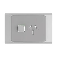 Clipsal Iconic, Styl Single Power Point Skin, Horizontal Mount, 250V, 10A - Silver