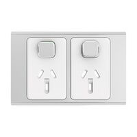 Clipsal Iconic, Styl Double Power Point Skin, Horizontal Mount, 250V, 10A - Silver