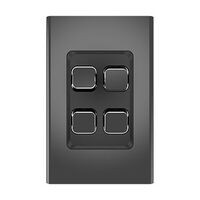 Clipsal Iconic, Styl Switch Plate Skin, Vertical/Horizontal, 4 Gang - Silver Shadow