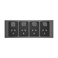 Clipsal Iconic, Styl Quad Power Point Skin, Horizontal Mount, 250V, 10A - Silver Shadow