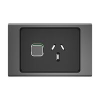 Clipsal Iconic, Styl Single Power Point Skin, Horizontal Mount, 250V, 10A - Silver Shadow