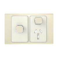 Clipsal Iconic, Styl Single Power Point Skin with 1 extra switch, Horizontal Mount, 250V, 10A - Crowne