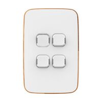 Clipsal Iconic, Essence Switch Plate Skin, 4 Gang, Vertical/Horizontal, Clip-On - Arctic White