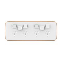 Clipsal Iconic, Essence Quad Power Point Skin with 2 extra switches, Horizontal Mount, 250V, 10A, Clip-On - Arctic White