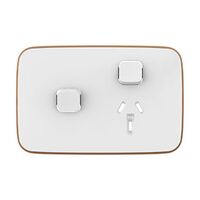 Clipsal Iconic, Essence Single Power Point Skin with 1 extra switch, Horizontal Mount, 250V, 10A, Clip-On - Arctic White