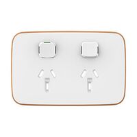 Clipsal Iconic, Essence Double Power Point Skin, Horizontal Mount, 250V, 10A, Clip-On - Arctic White