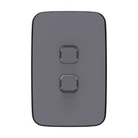 Clipsal Iconic, Essence Switch Plate Skin, 2 Gang, Vertical/Horizontal, Clip-On - Ash Grey