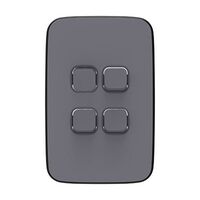Clipsal Iconic, Essence Switch Plate Skin, 4 Gang, Vertical/Horizontal, Clip-On - Ash Grey