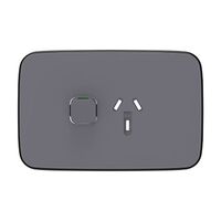 Clipsal Iconic, Essence Single Power Point Skin, Horizontal Mount, 250V, 10A, Clip-On - Ash Grey