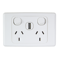 2000 Series, Power Outlet, Twin with 1 x 30USBAM - White Electric