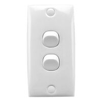 Standard Series, Flush Switch, 2 Gang, 250VAC, 10A, Intermediate Architrave - White Electric