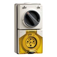Clipsal - 56 Series, Switched Socket Outlet, 500V, 20A, 5 Round PIN, IP66, 3 Pole, Surface Mount - Grey