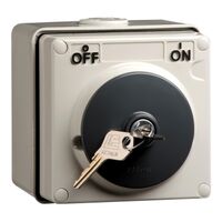 Clipsal - 56 Series, Switch, 1 Pole, 250VAC, 15A, Common Key Lock, On/Off Locking Position - Grey