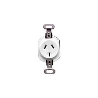 Standard Series, Power Outlet, Single, Flush Mount, 250V 10A, 3 pin - White Electric