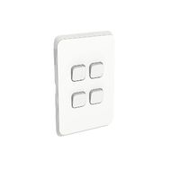 Clipsal Iconic, Gridplate and Skin, 4 Gang, Vertical/Horizontal - Vivid White