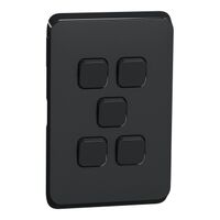 Clipsal Iconic, Switch Plate Skin, 5 Gang, Horizontal/Vertical Mount - Extra Black
