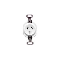 Standard Series, Power Outlet, Single, Flush Mount 250V 15A, 3 pin - White Electric