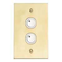 C-Bus Control and Management System, Flat Plate, Key Input, 2 Gang, B Style, Learn Enabled, Brass - White Electric