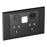 Clipsal Iconic, Styl Skin Connected Socket, Wiser, Horizontal Twin - Silver Shadow