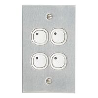 C-Bus Control and Management System, Flat Plate, Key Input, 4 Gang, B Style, Learn Enabled, Stainless Steel - White Electric