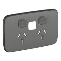 Clipsal Iconic, Essence Skin Connected Socket, Wiser, Horizontal Twin - Ash Grey