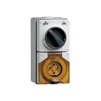 Clipsal - 56 Series, Switched Socket Outlet, 500V, 20A, 4 Round PIN, IP66, 3 Pole - Resistant White Electric