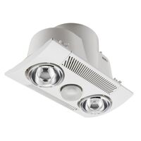 Airflow, En Suite Fan, Light, Heater with Backdraught Shutter 2 x 275W - White Electric