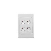 C-Bus Control and Management System, Plastic Plate Wall Switch, 4 Button - White Electric