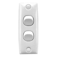 Standard Series, Flush Switch, 2 Gang, 250VAC, 10A, Architrave - White Electric