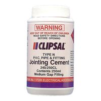 Clipsal - Cable Management, PVC Medium Gap Filling Clear Cement, 250ml Bottle with Brush
