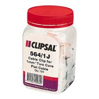 Clipsal - General Accessories, Cable Clip, to Suit 2.5mm² and 4mm², Flat Cable, Jar of 100