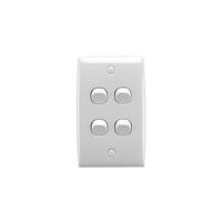 Standard Series, Flush Switch, 4 Gang, 250VAC, 10A, Standard, Vertical, PTN - White Electric