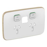 Clipsal Iconic, Essence Skin Connected Socket, Wiser, Horizontal Twin - Arctic White
