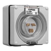 Clipsal - 56 Series, Appliance Inlet, IP66, 250V 15A - 3 Flat Pins - Resistant Orange