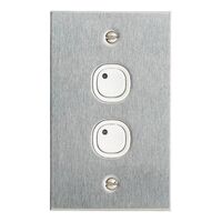 C-Bus Control and Management System, Flat Plate, Key Input, 2 Gang, B Style, Learn Enabled, Stainless Steel - White Electric