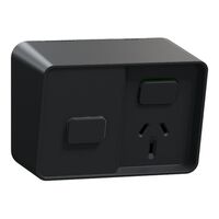 Clipsal Iconic Outdoor, Single Switched Socket Outlet with timer, 10A, 250V - Black