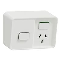 Clipsal Iconic Outdoor, Single Switched Socket Outlet with timer, 10A, 250V - Extra Vivid White