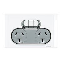 Saturn Series, Double Switch Power Point, 250V, 10A, Non-removable, Extra Switch - Pure White