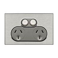 Saturn Series, Double Switch Power Point, 250V, 10A - Horizon Silver