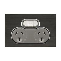 Saturn Series, Double Switch Power Point, 250V, 10A, Non-removable, Extra Switch - Horizon Black