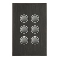 Saturn Series, push-button Switch LED, 6 Gang, 250V, 16AX/20A - Horizon Black