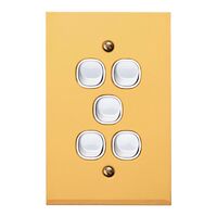 Metal Plate Series, Flush Switch, 5 Gang, 250VAC, 10A, Range, BBSL Style, Standard, Vert - Black