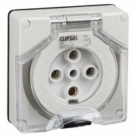 Clipsal - 56 Series, Socket Outlet, Surface 5 PIN Round 32A Less Enclosure - Grey