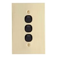 Metal Plate Series, Flush Switch, 3 Gang, 250VAC, 10A, Range, BBSL Style, Standard, Vert - Black