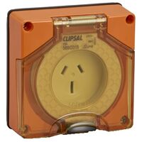 Clipsal - 56 Series, Socket Outlet, Surface 3 PIN 15A Less Enclosure - Resistant Orange