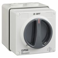 Clipsal - 56 Series, Surface Switch, 1 Gang, 2 Pole, 500VAC, 20A, Reversing and Changeover - Grey