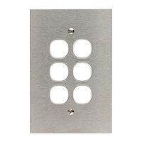 Metal Plate Series, Switch Grid Plate and Cover, 6 Gang, BSL Style, Less Mechanism, Over Size - Black