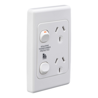 Medilec, Socket, Twin Vertical Double Pole - White Electric