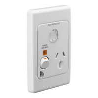 Medilec, Single Switch Socket Outlet, 250V, 15A, Vertical - White Electric